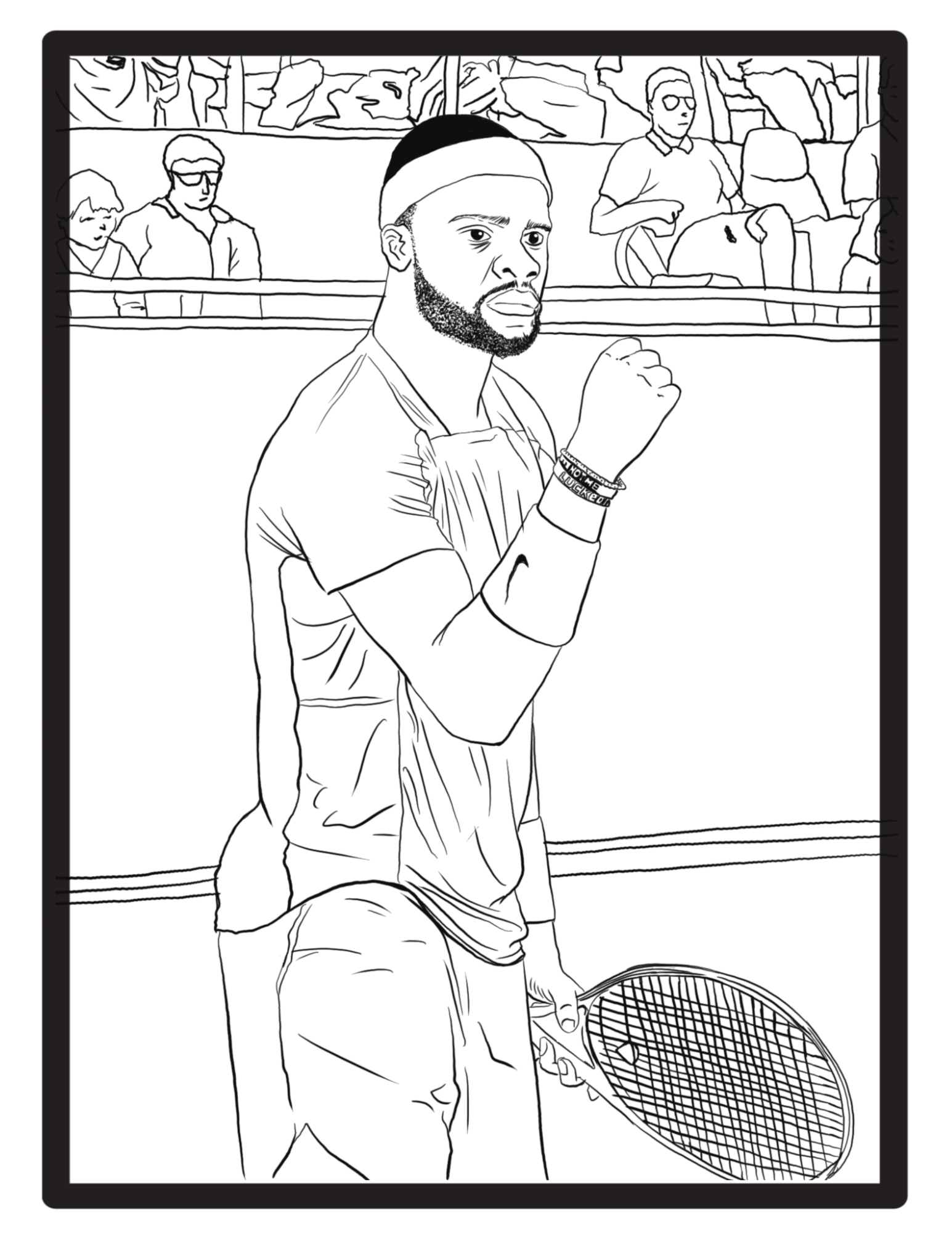 Frances Tiafoe courtside portrait illustration